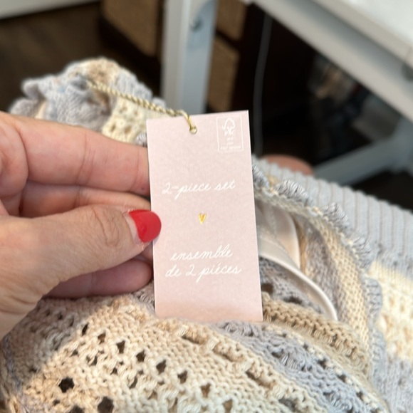 Jessica Simpson Light Blue/Beige Crochet 2 Piece Set.  NWT Size Medium (Both) - Picture 11 of 13